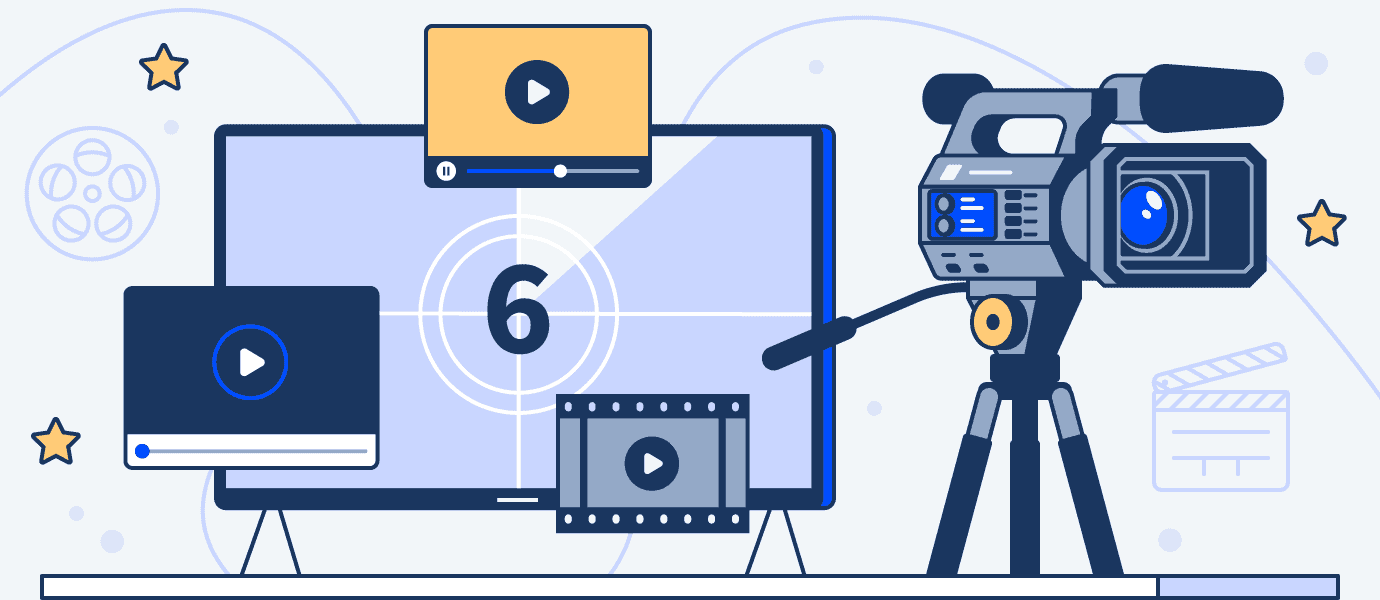 an illustration of a computer next to a video camera