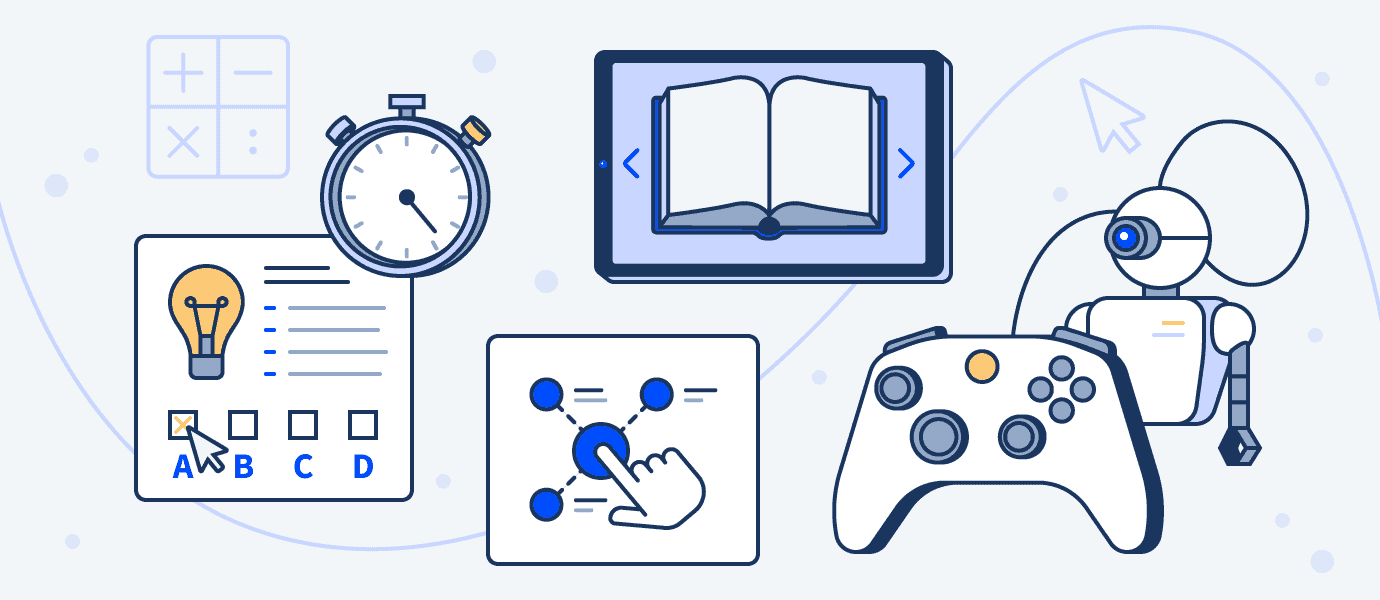 an illustration of a gaming controller and other types of content